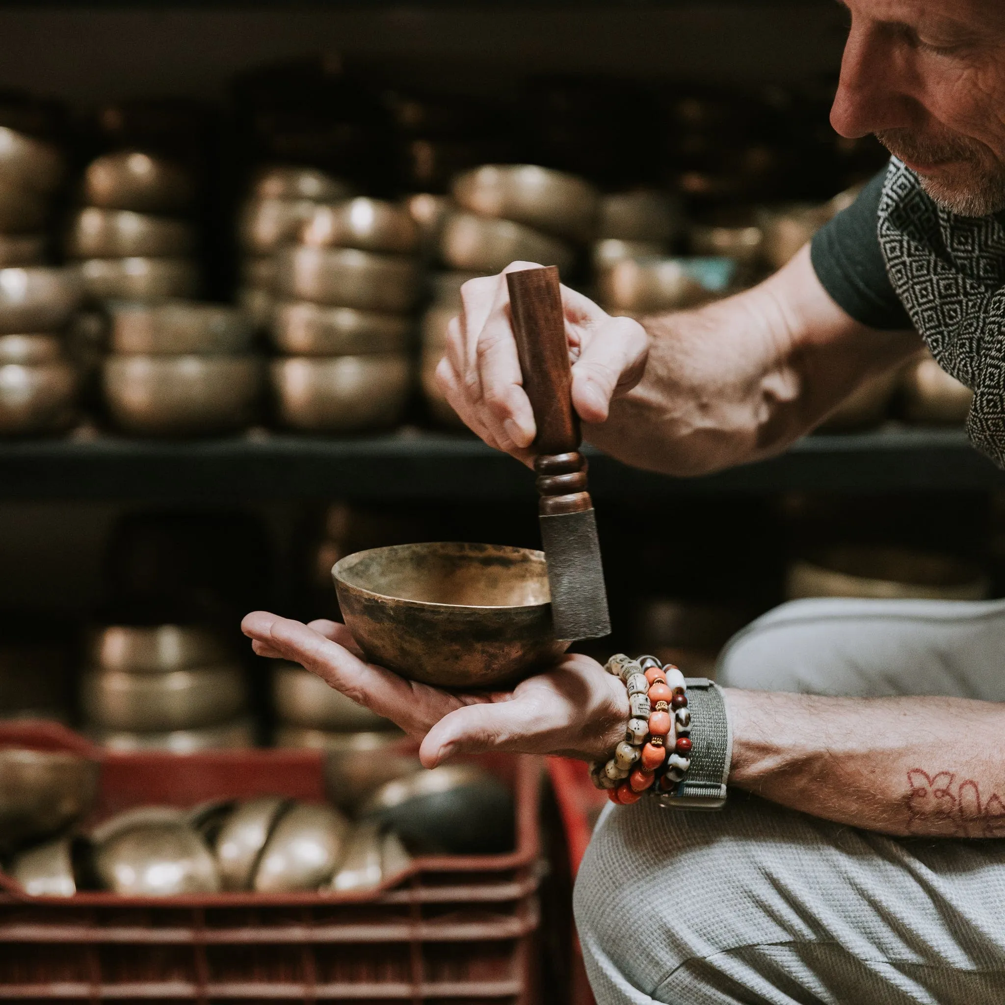 A Very Old Collection of Heirloom Thado Singing Bowls
