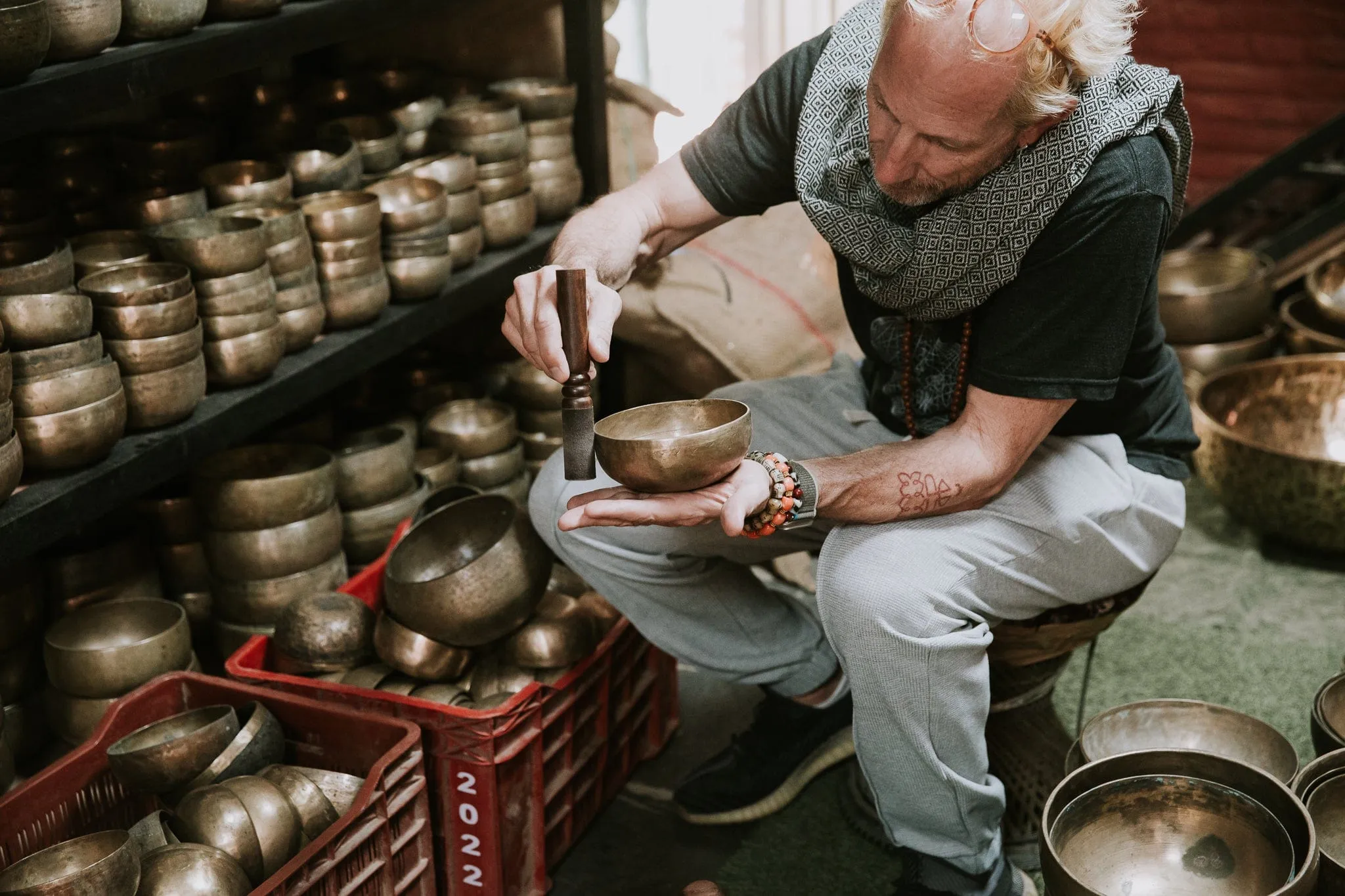 A Very Old Collection of Heirloom Thado Singing Bowls