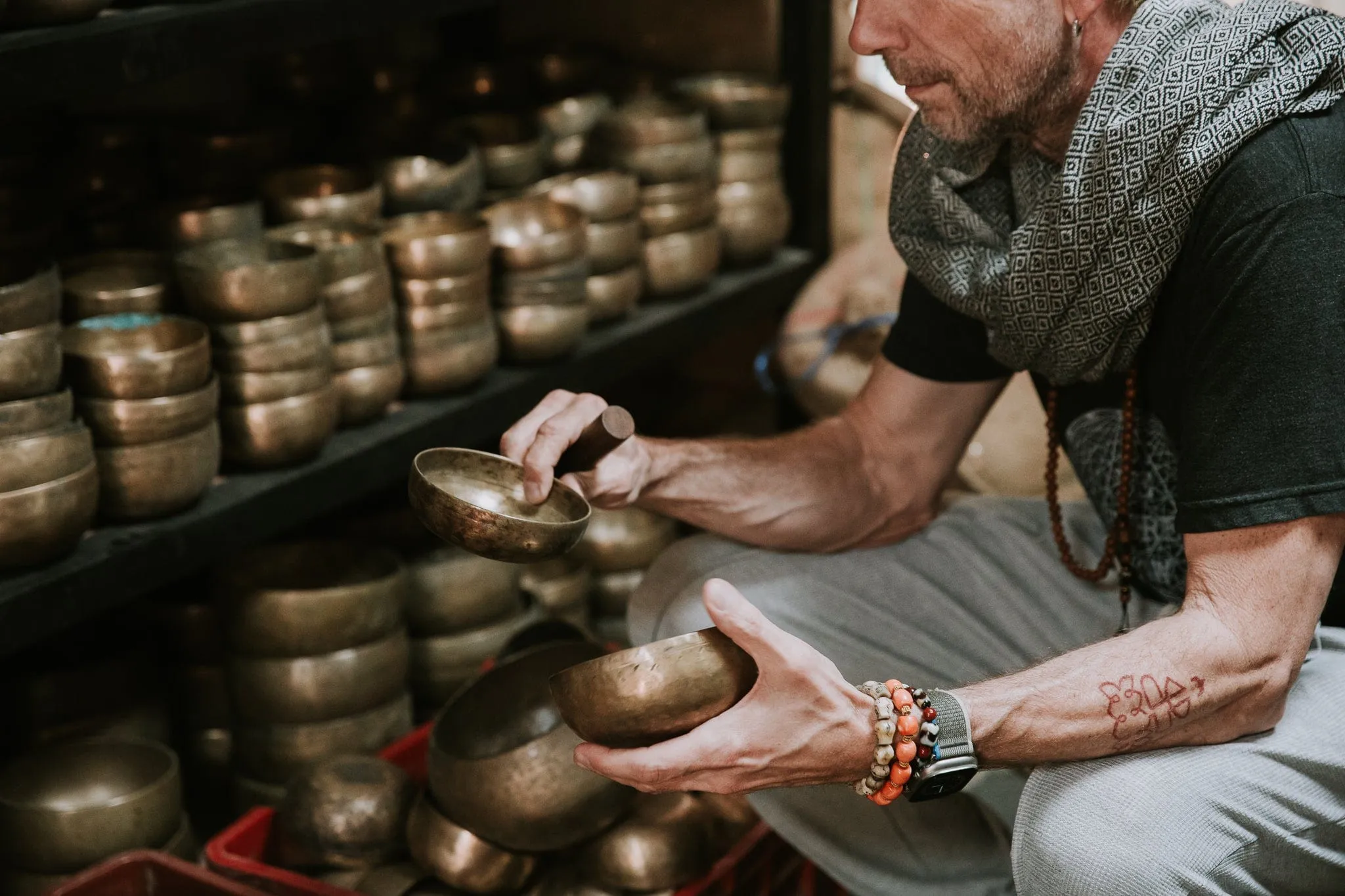 A Very Old Collection of Heirloom Thado Singing Bowls