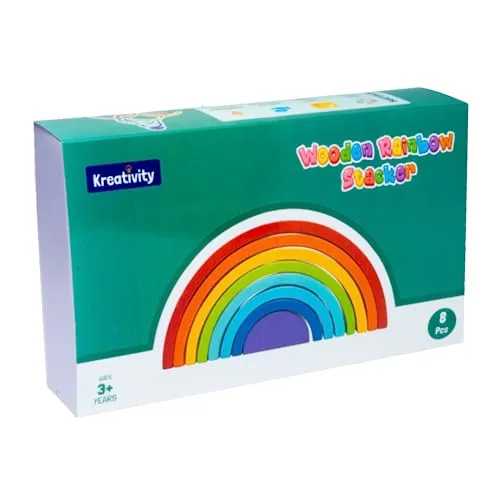 Cubelelo Wooden Rainbow Stacker | Stacking & Nesting Game | Creative Color Shape Matching Preschool Activity for Children Kids Boys Girls