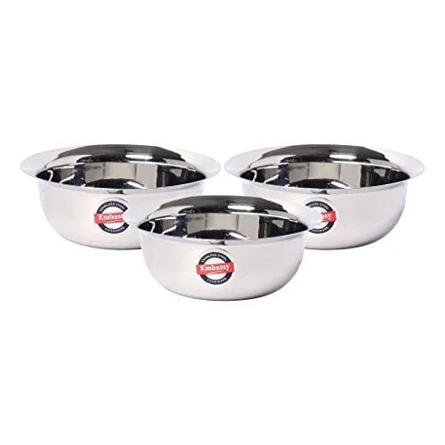 Embassy Stainless Steel Eco Bowl, Pack of 3, Size 00, 250 ml/Bowl