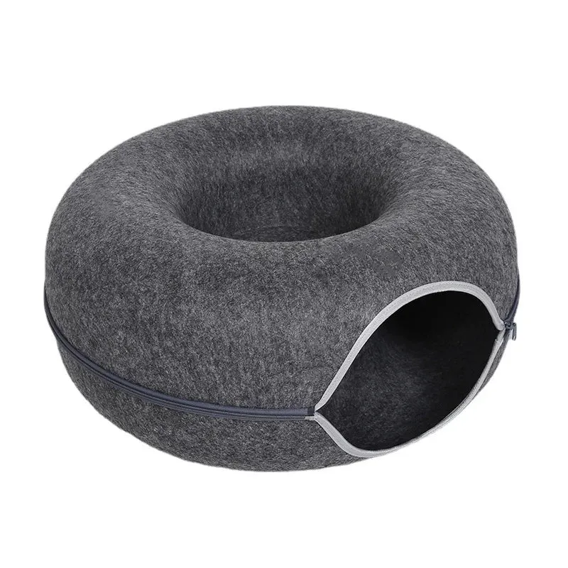 Pawstrip Donut Cat Bed for Two – Cozy, Interactive Tunnel & Plush Comfort for Cats