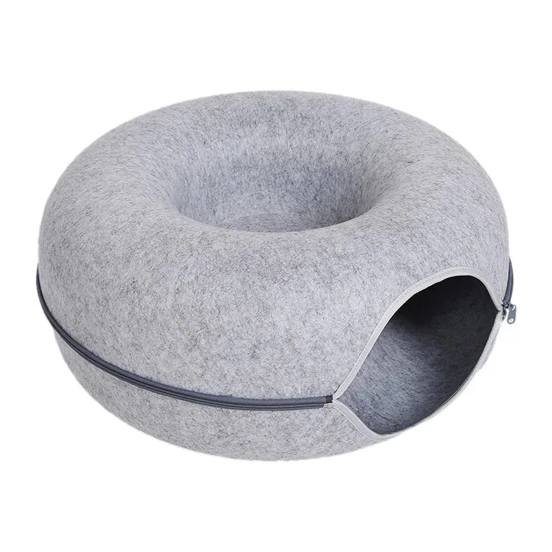 Pawstrip Donut Cat Bed for Two – Cozy, Interactive Tunnel & Plush Comfort for Cats