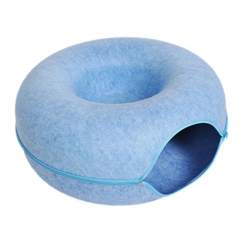 Pawstrip Donut Cat Bed for Two – Cozy, Interactive Tunnel & Plush Comfort for Cats