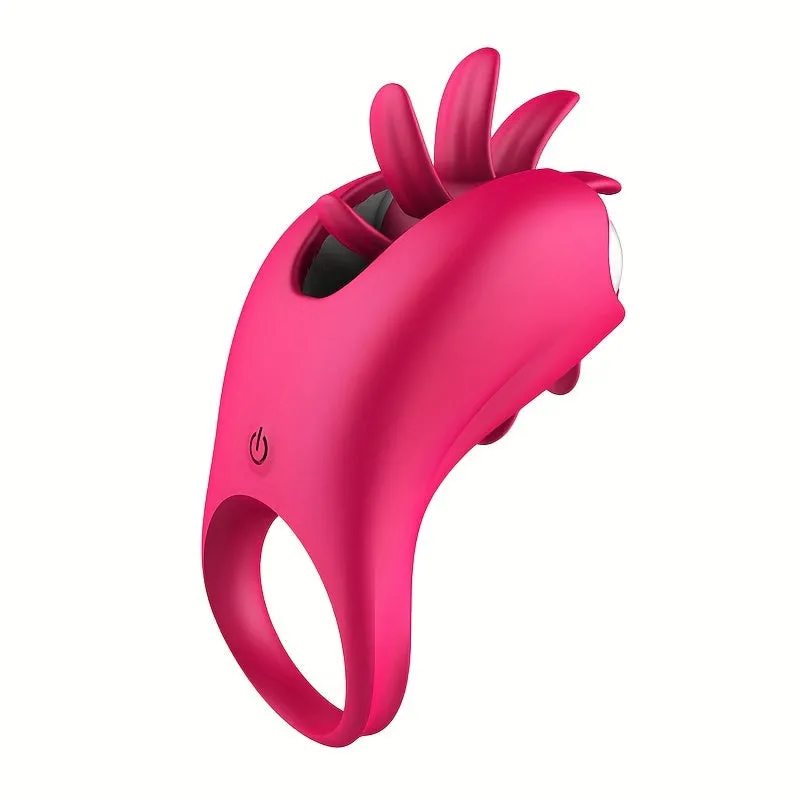 Rotating Clit Clamp Vibrating Cock Ring - Clitoral Licking Stimulation Couple Sex Toys