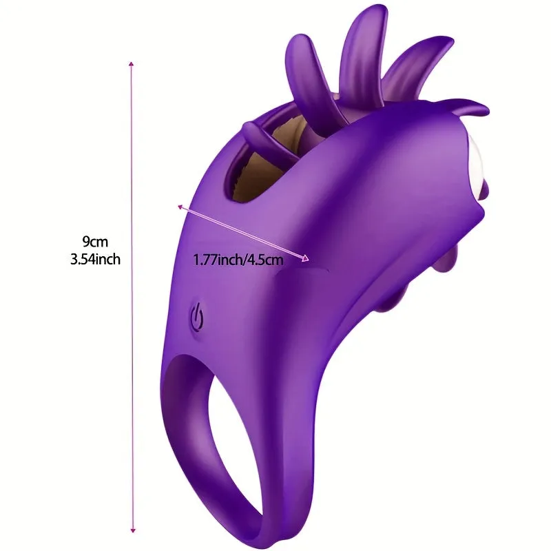 Rotating Clit Clamp Vibrating Cock Ring - Clitoral Licking Stimulation Couple Sex Toys