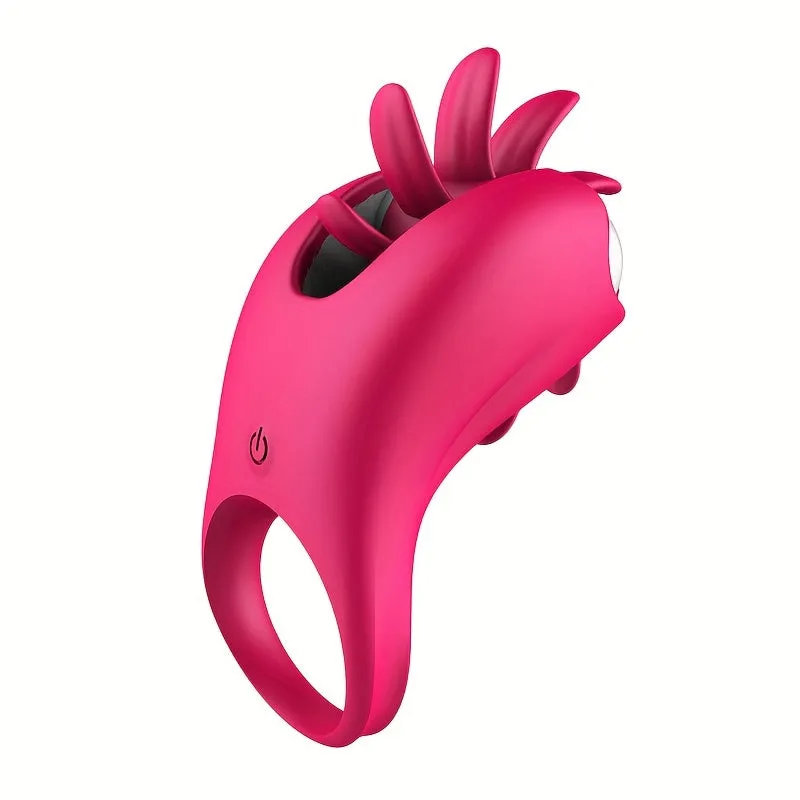 Rotating Clit Clamp Vibrating Cock Ring - Clitoral Licking Stimulation Couple Sex Toys
